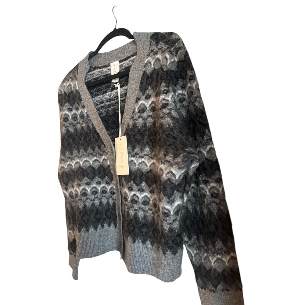 Joie Women’s Fair Isle Cardigan Sweater Button Up Gray Large NWT Wool Blend - Picture 4 of 6